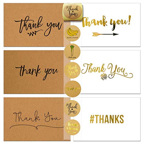 72 Thank You Card and Envelope Sets with 84 Envelope Sealer Stickers Assortment Flat Notes Greeting Cards 12 Designs 4 x 6 Inches Blank Card 36 Kraft and 36 White 72 Thank You Card and Envelope Sets with 84 Envelope Sealer Stickers Assortment Flat Notes Greeting Cards 12 Designs 4 x 6 Inches Blank Card 36 Kraft and 36 White